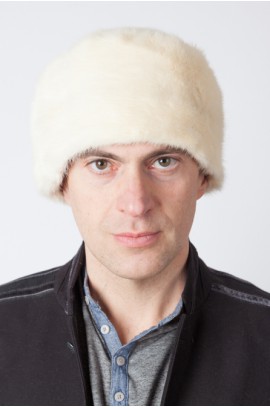 White mink fur hat